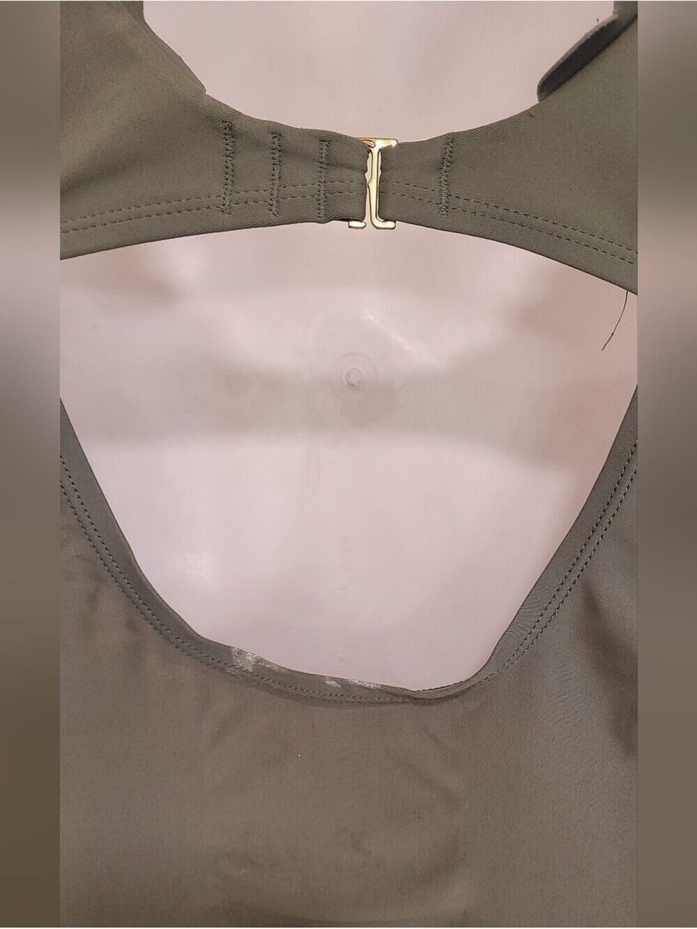 Merona Olive Green Scalloped Lace-Up Tankini Top - Picture 4 of 7